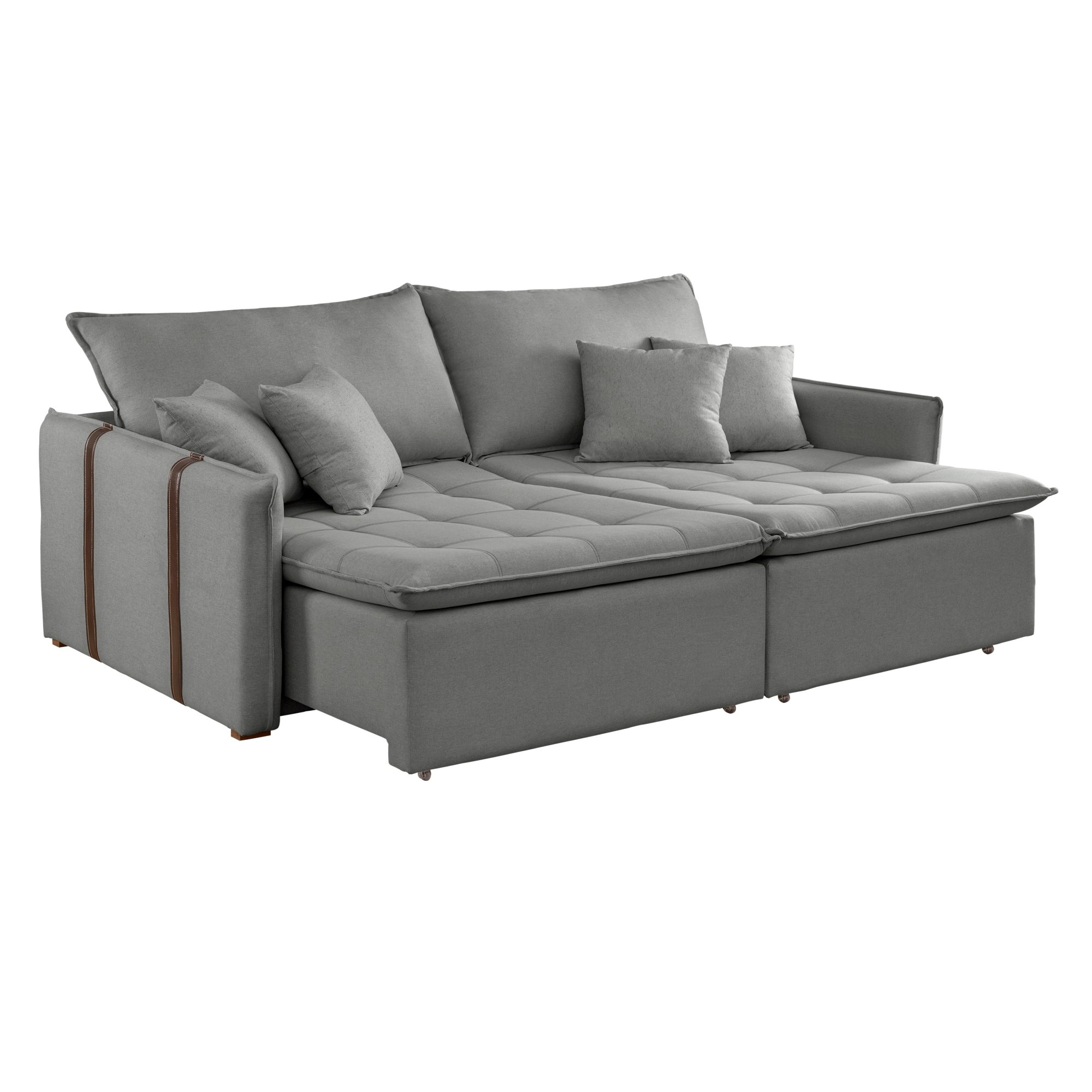 Sofa Cama Retratil e Reclinavel 220cm Detroid Yescasa Linho  - 13