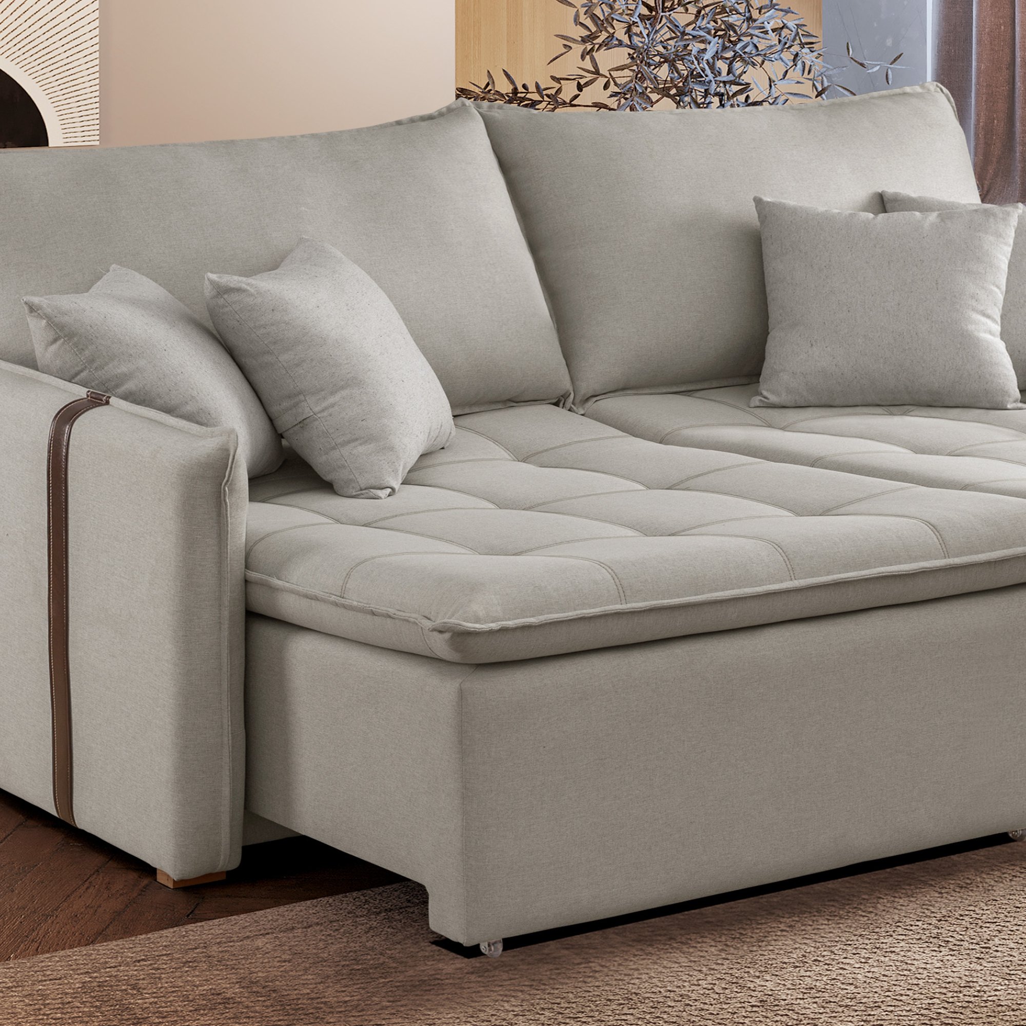 Sofa Cama Retratil e Reclinavel 220cm Detroid Yescasa Linho  - 11