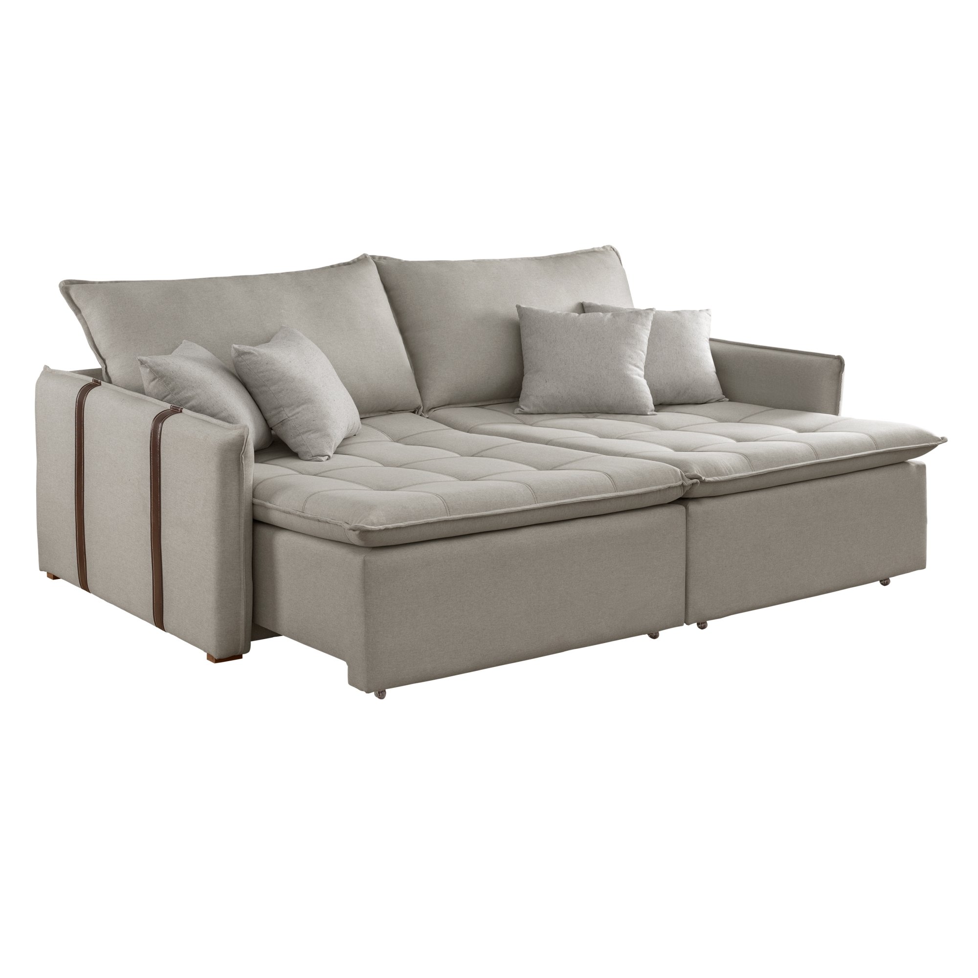 Sofa Cama Retratil e Reclinavel 220cm Detroid Yescasa Linho  - 13