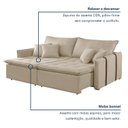 Ver imagem 7 de Sofá Cama Retrátil e Reclinável 3 Lugares Linho Bege Detroid 220cm Yescasa