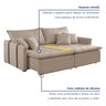 Sofa Cama Retratil e Reclinavel 220cm Detroid Yescasa Linho  - 4