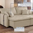 Ver mais imagens de Sofá Cama Retrátil e Reclinável 3 Lugares Linho Bege Detroid 220cm Yescasa
