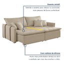 Ver imagem 4 de Sofá Cama Retrátil e Reclinável 3 Lugares Linho Bege Detroid 220cm Yescasa