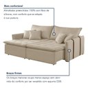 Ver imagem 6 de Sofá Cama Retrátil e Reclinável 3 Lugares Linho Bege Detroid 220cm Yescasa