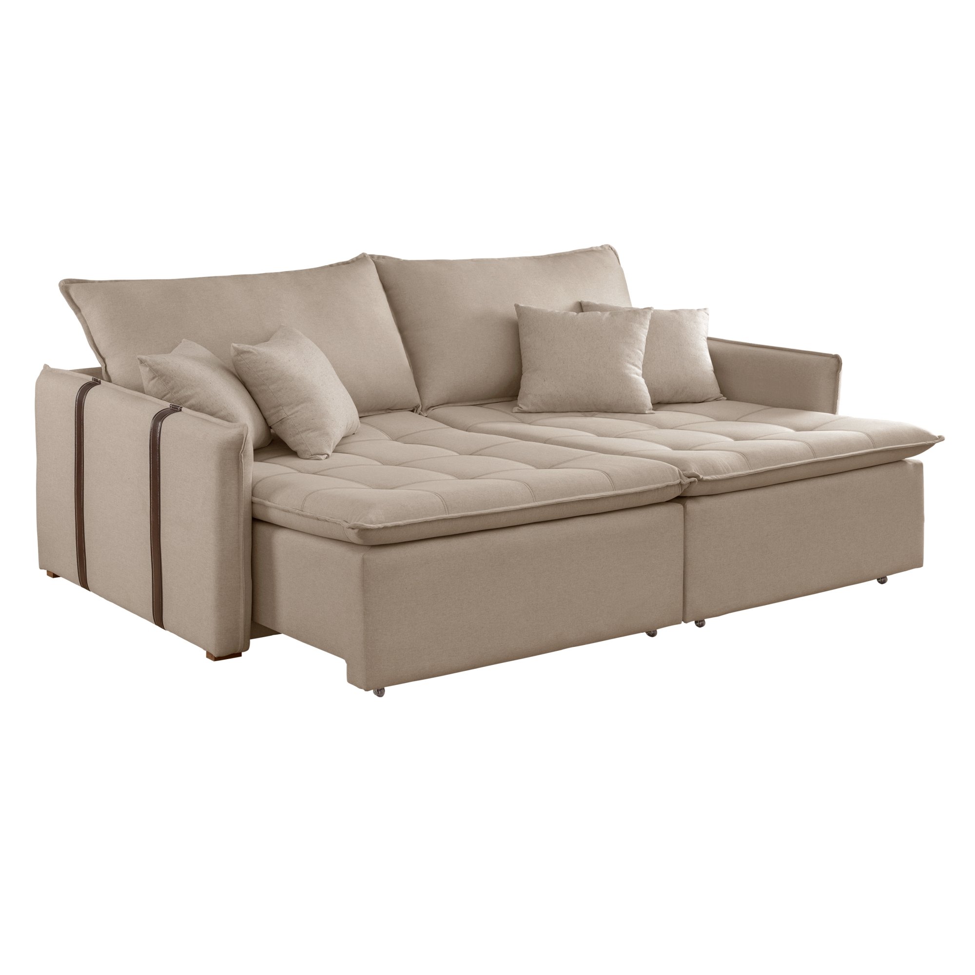 Sofa Cama Retratil e Reclinavel 220cm Detroid Yescasa Linho  - 13