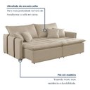 Ver imagem 3 de Sofá Cama Retrátil e Reclinável 3 Lugares Linho Bege Detroid 220cm Yescasa