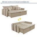 Ver imagem 2 de Sofá Cama Retrátil e Reclinável 3 Lugares Linho Bege Detroid 220cm Yescasa