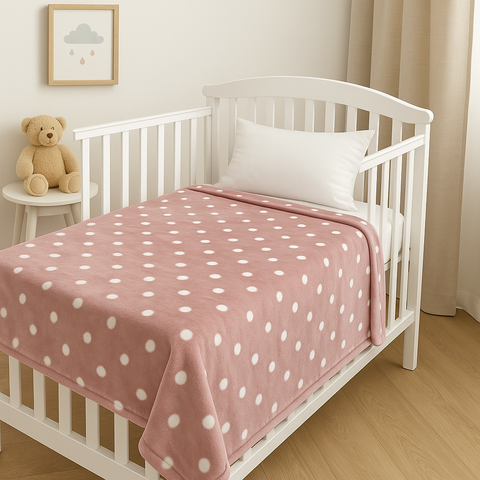 Cobertor de Berço Toque de Seda Poá 90x110cm - Rosa/Branco