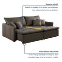 Ver imagem 4 de Sofá Cama Retrátil e Reclinável 3 Lugares Veludo Marrom Detroid 220cm Yescasa