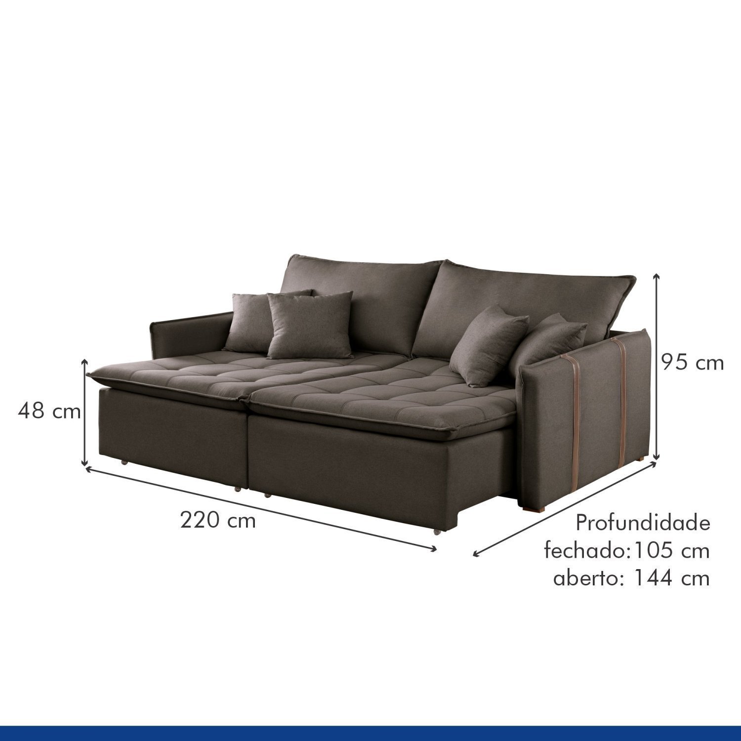 Sofa Cama Retratil e Reclinavel 220cm Detroid Yescasa - 3