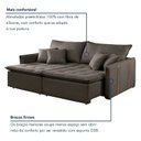 Ver imagem 6 de Sofá Cama Retrátil e Reclinável 3 Lugares Veludo Marrom Detroid 220cm Yescasa