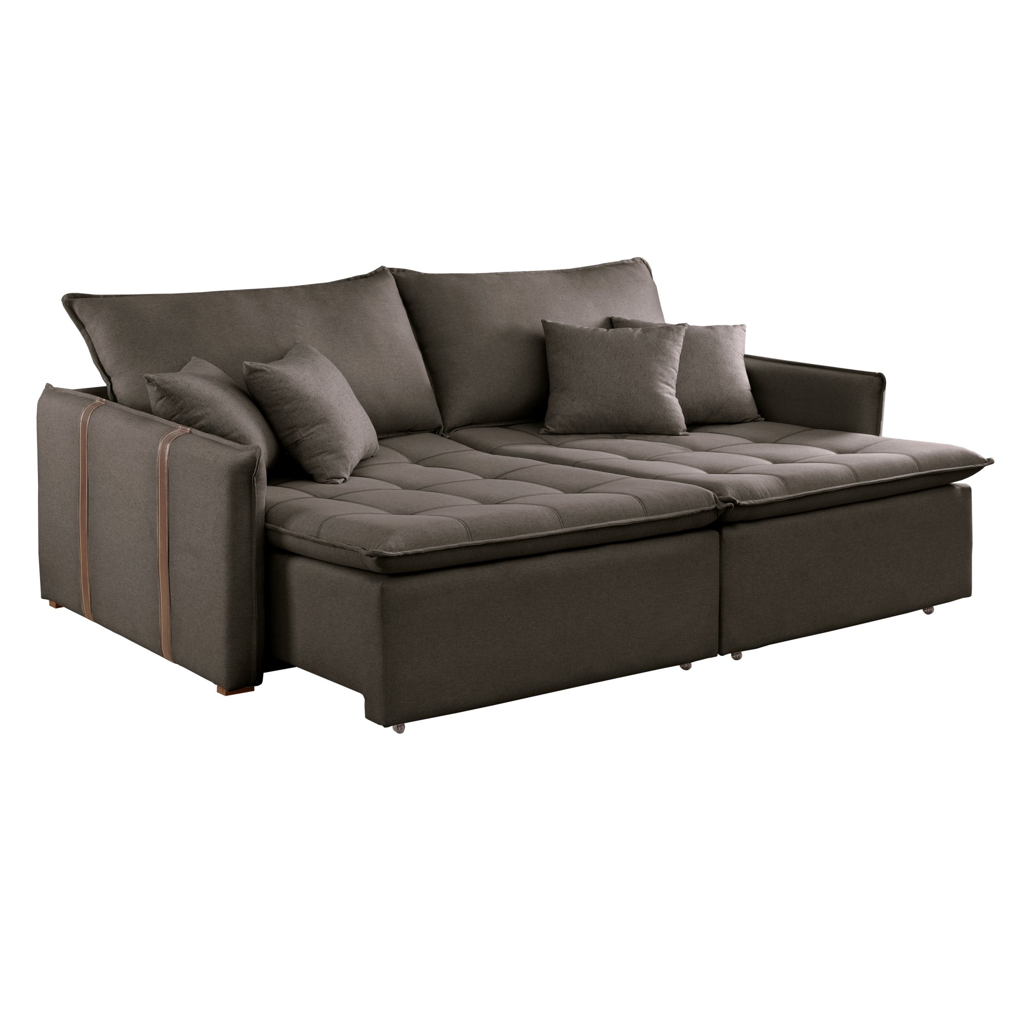 Sofa Cama Retratil e Reclinavel 220cm Detroid Yescasa Veludo  - 12