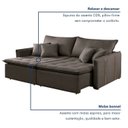 Ver imagem 7 de Sofá Cama Retrátil e Reclinável 3 Lugares Veludo Marrom Detroid 220cm Yescasa