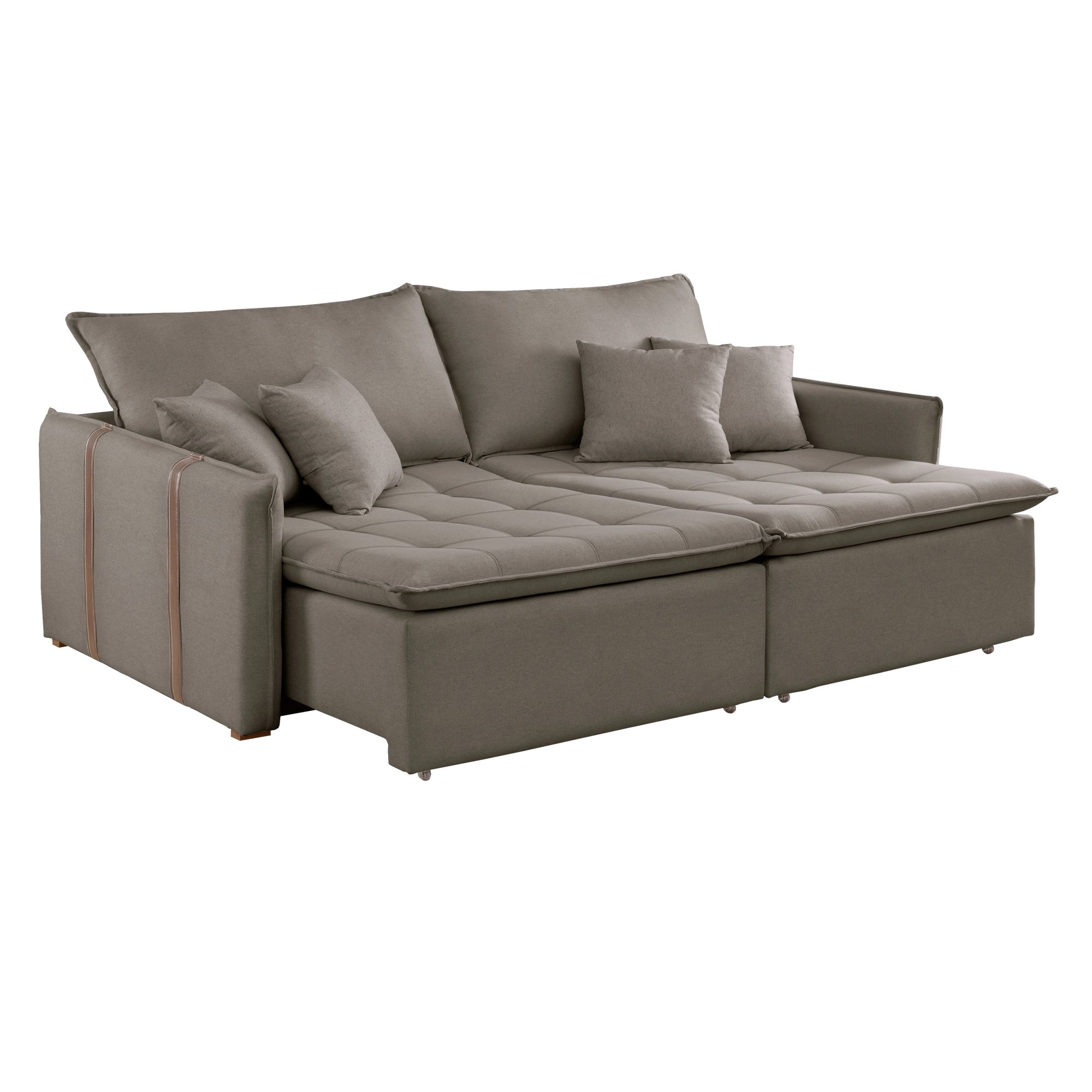 Sofa Cama Retratil e Reclinavel 220cm Detroid Yescasa Veludo   - 12