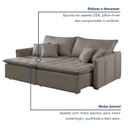 Ver mais imagens de Sofá Cama Retrátil e Reclinável 3 Lugares Veludo Bege Escuro Detroid 220cm Yescasa