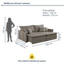 Ver imagem 3 de Sofá Cama Retrátil e Reclinável 3 Lugares Veludo Bege Escuro Detroid 220cm Yescasa