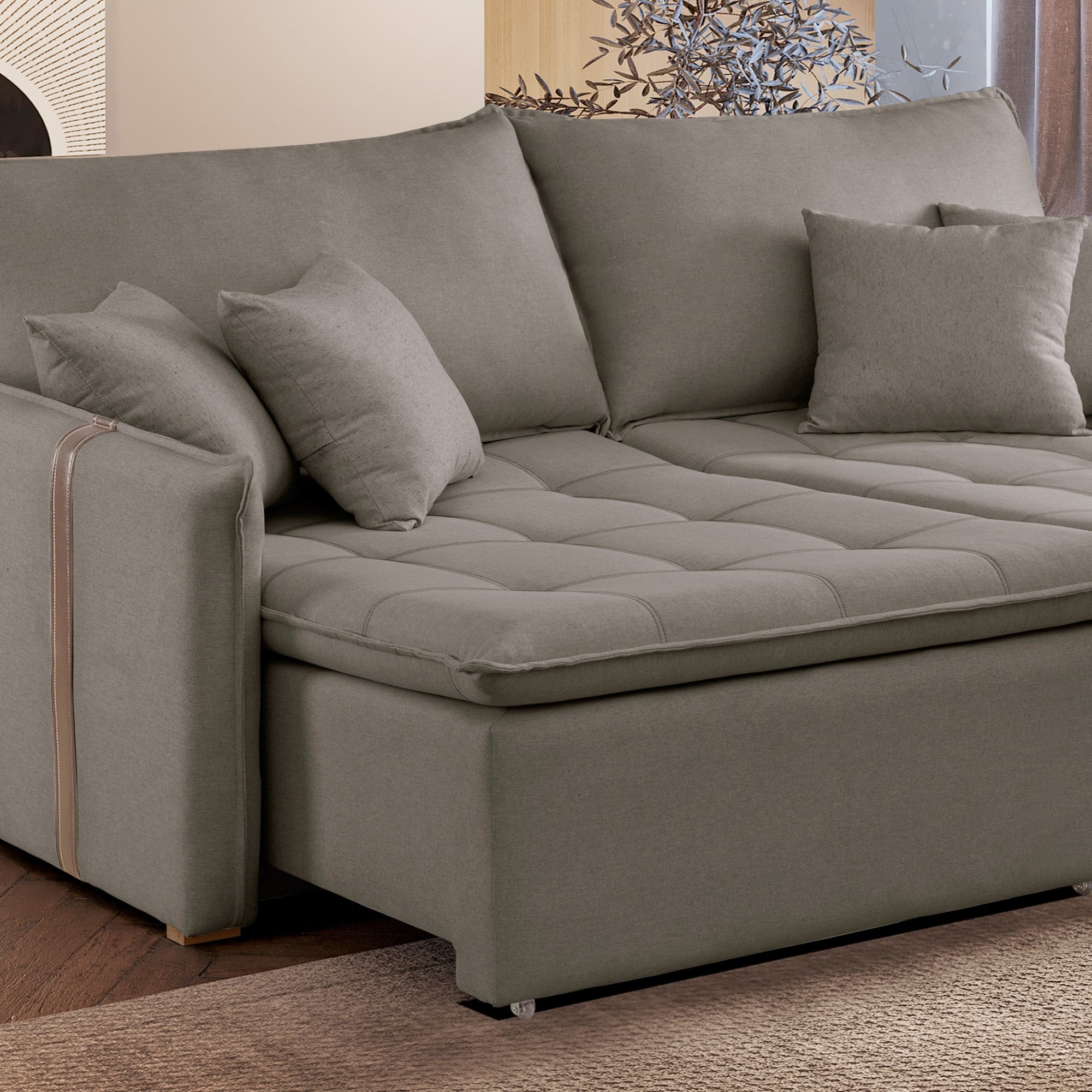 Sofa Cama Retratil e Reclinavel 220cm Detroid Yescasa Veludo   - 10