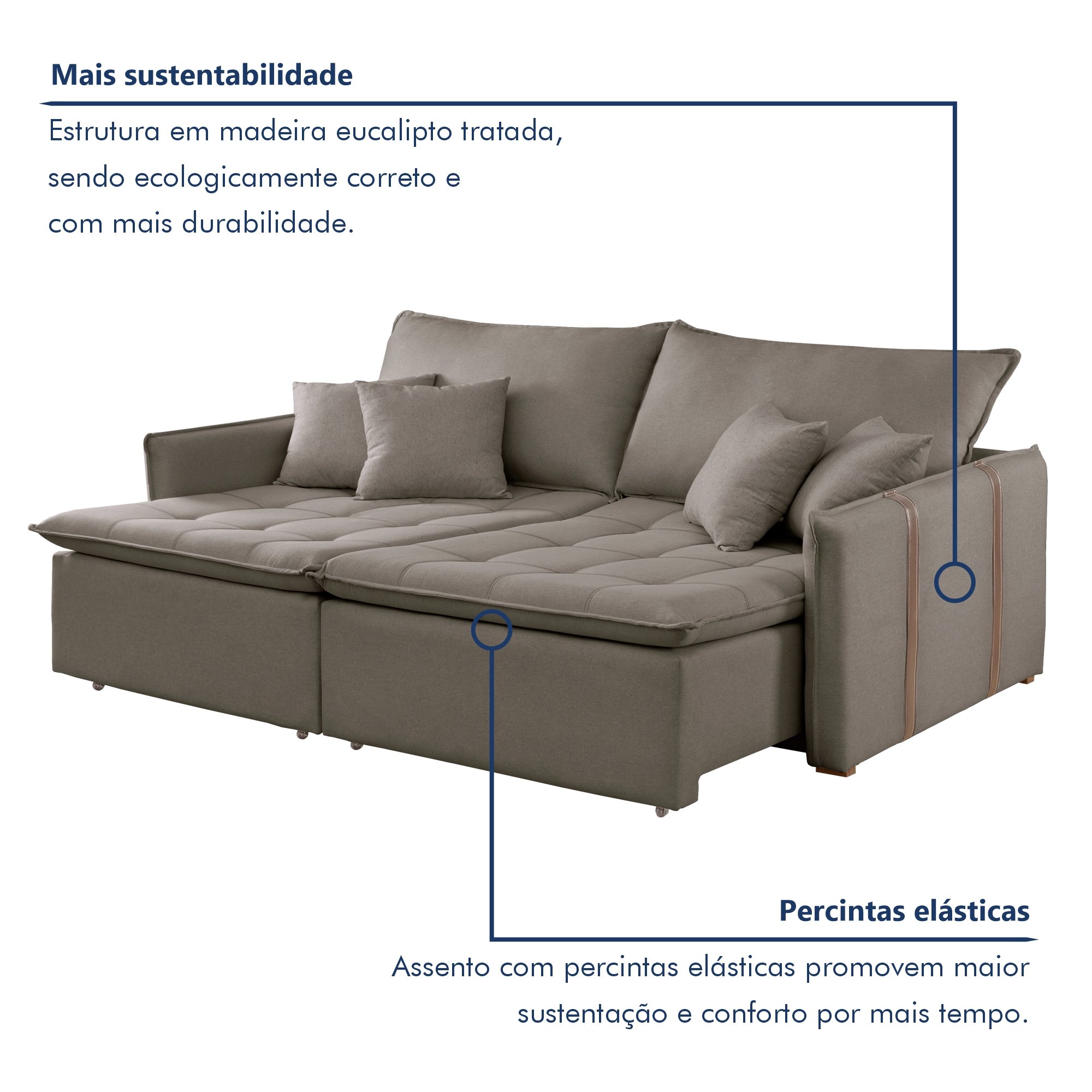 Sofa Cama Retratil e Reclinavel 220cm Detroid Yescasa Veludo   - 4