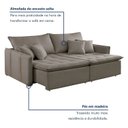 Ver imagem 4 de Sofá Cama Retrátil e Reclinável 3 Lugares Veludo Bege Escuro Detroid 220cm Yescasa