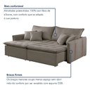 Ver imagem 7 de Sofá Cama Retrátil e Reclinável 3 Lugares Veludo Bege Escuro Detroid 220cm Yescasa