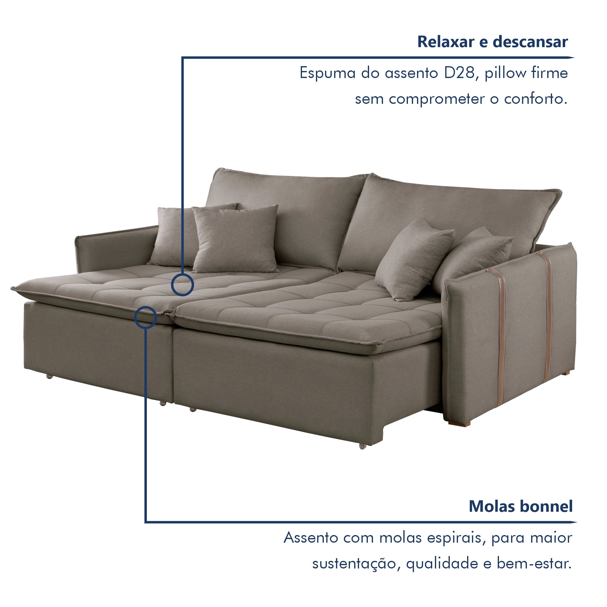 Sofa Cama Retratil e Reclinavel 220cm Detroid Yescasa Veludo   - 6