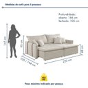 Ver imagem 3 de Sofá Cama Retrátil e Reclinável 3 Lugares Veludo Bege Claro Detroid 220cm Yescasa