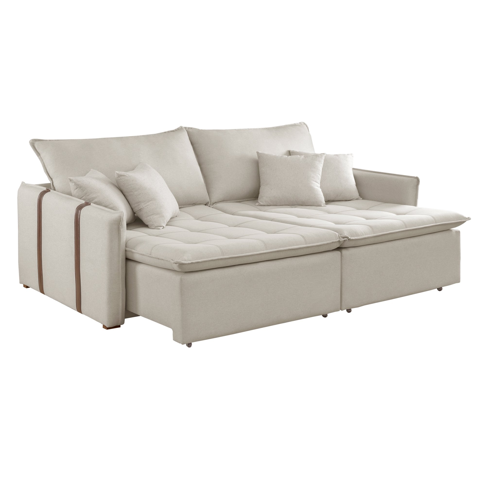 Sofa Cama Retratil e Reclinavel 220cm Detroid Yescasa Veludo   - 12