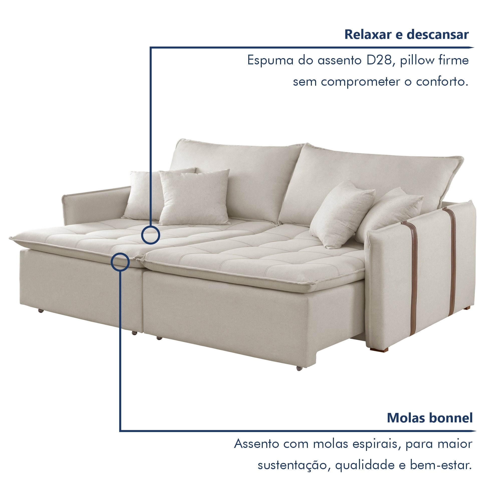 Sofa Cama Retratil e Reclinavel 220cm Detroid Yescasa Veludo   - 6