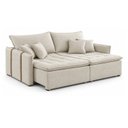 Ver imagem 2 de Sofá Cama Retrátil e Reclinável 3 Lugares Veludo Bege Claro Detroid 220cm Yescasa