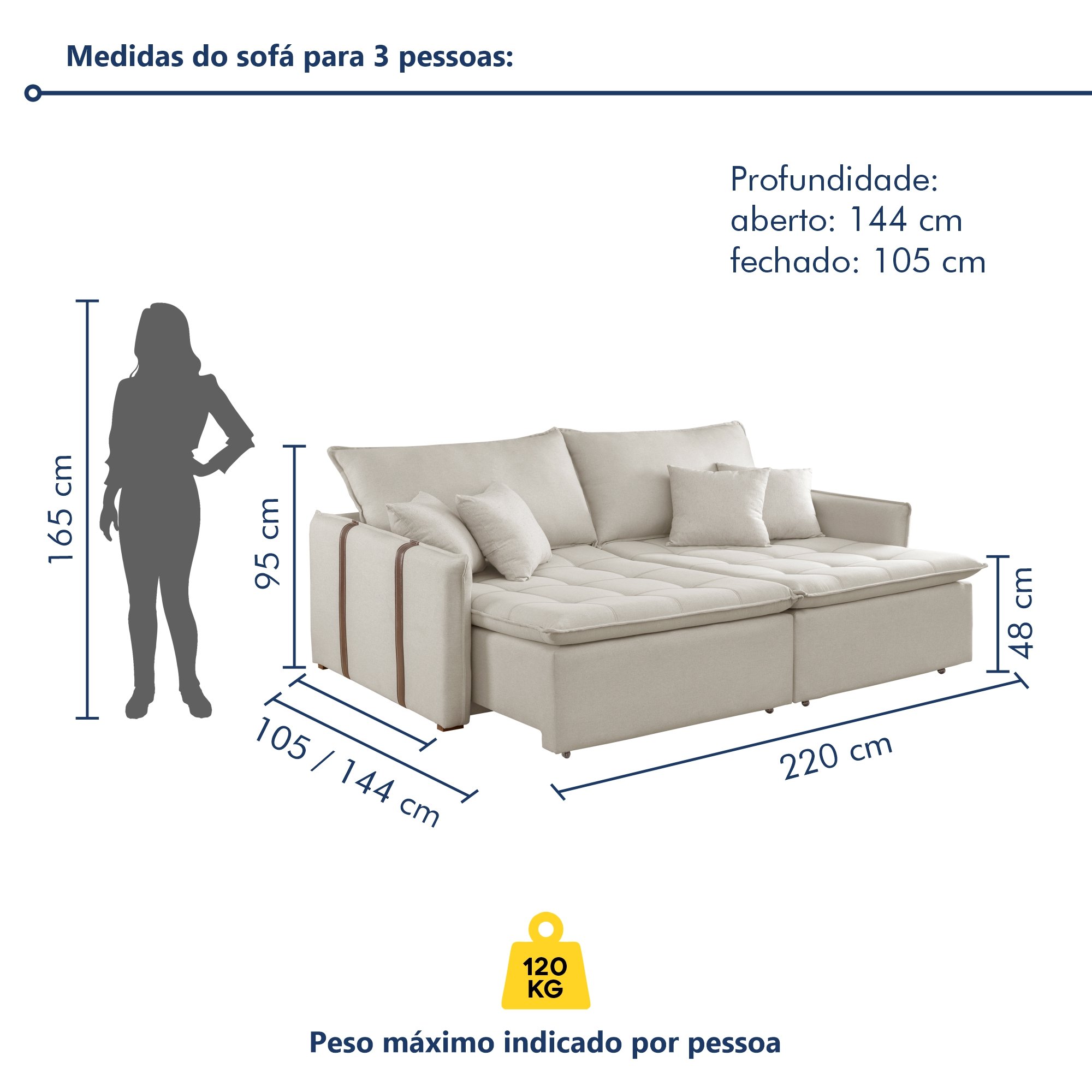 Sofa Cama Retratil e Reclinavel 220cm Detroid Yescasa Veludo   - 9