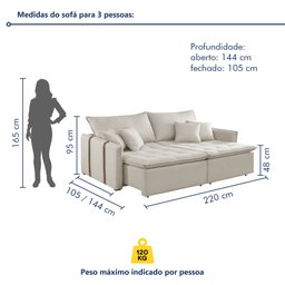 Sofa Cama Retratil e Reclinavel 220cm Detroid Yescasa Veludo   - 9