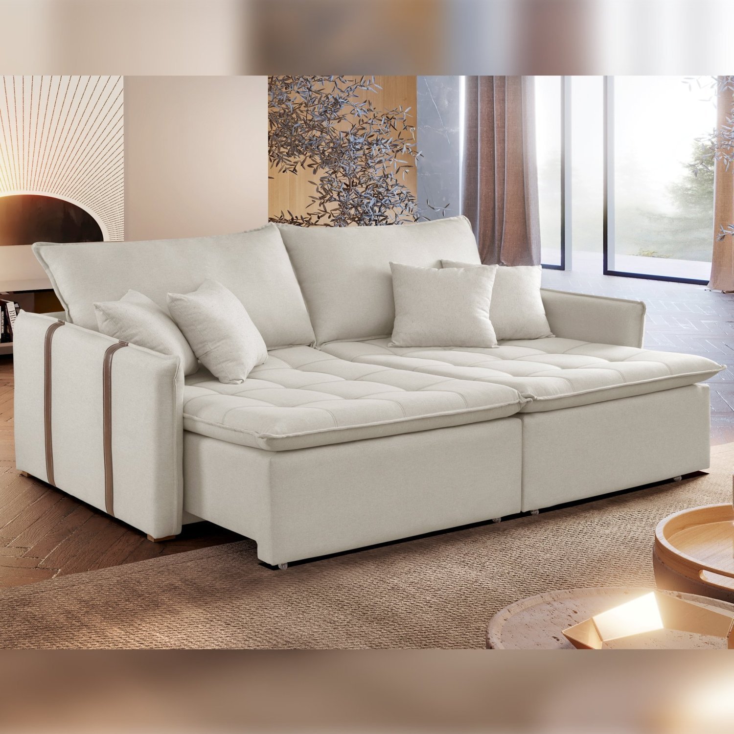 Sofa Cama Retratil e Reclinavel 220cm Detroid Yescasa