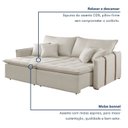 Ver mais imagens de Sofá Cama Retrátil e Reclinável 3 Lugares Veludo Bege Claro Detroid 220cm Yescasa