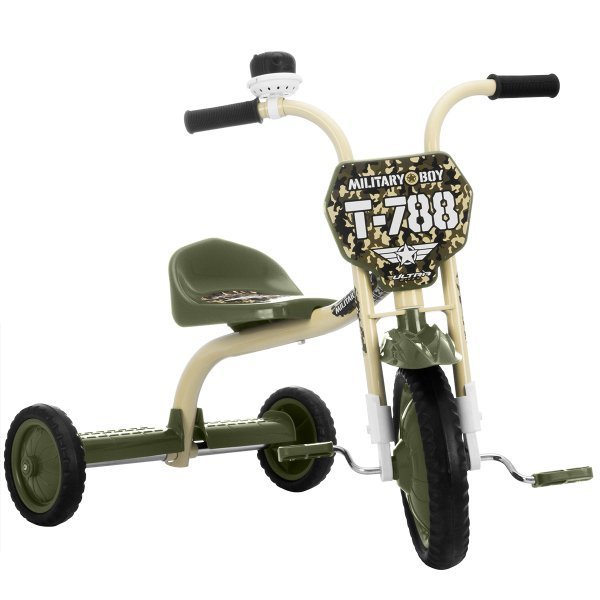 Triciclo Infantil Ultra Bikes Military Boy Verde com Number Plate