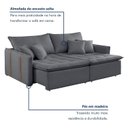 Ver imagem 4 de Sofá Cama Retrátil e Reclinável 3 Lugares Veludo Cinza Escuro Detroid 220cm Yescasa
