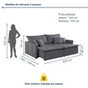 Ver imagem 3 de Sofá Cama Retrátil e Reclinável 3 Lugares Veludo Cinza Escuro Detroid 220cm Yescasa