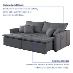 Sofa Cama Retratil e Reclinavel 220cm Detroid Yescasa Veludo  - 4