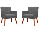 Ver imagem 1 de Kit 2 Poltronas Decorativa Cecília Suede Cinza Pés Madeira Mz Decor
