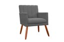 Ver imagem 2 de Kit 2 Poltronas Decorativa Cecília Suede Cinza Pés Madeira Mz Decor
