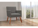 Ver imagem 4 de Kit 2 Poltronas Decorativa Cecília Suede Cinza Pés Madeira Mz Decor