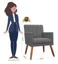 Ver imagem 3 de Kit 2 Poltronas Decorativa Cecília Suede Cinza Pés Madeira Mz Decor