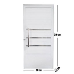 Porta Lambril de Alumínio Esquerda 210 x 80cm com Friso Linha Veneza Esquadrias Bergamo - 3