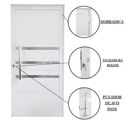 Porta Lambril de Alumínio Esquerda 210 x 80cm com Friso Linha Veneza Esquadrias Bergamo - 4