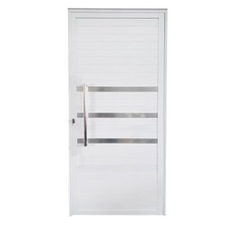 Porta Lambril de Alumínio Esquerda 210 x 80cm com Friso Linha Veneza Esquadrias Bergamo - 1