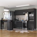Ver imagem 2 de Armário de Cozinha com Bancada-mesa Gourmet Veneza Multimóveis Mp2174 Preto Preto