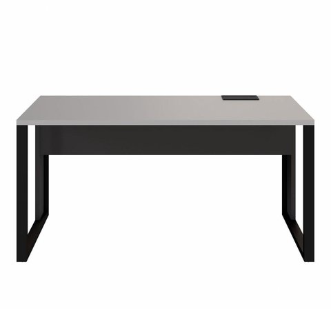 Plataforma Trabalho Individual com Caixa de Tomadas 135cm Industrial Executive Cinza Sagrado e Preto