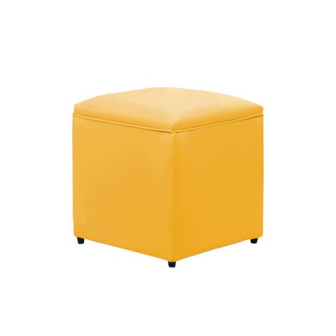 Puff Decorativo Quadrado para Sala Lígia Sintético Amarelo E03 - D’Rossi