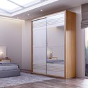 Ver imagem 2 de Guarda Roupa Solteiro com Espelho 179cm 2 Portas 100% MDF TW601E Freijó/Off White - Dalla Costa