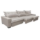 Ver mais imagens de Sofá Retrátil e Reclinável 3.82m com Molas Ensacadas Cama inBox Prime Tecido Linho Bege Claro