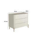 Ver imagem 2 de Cômoda com 3 Gavetas 97cm Pés em Metal 100% Mdf Cor:luna com Dourado